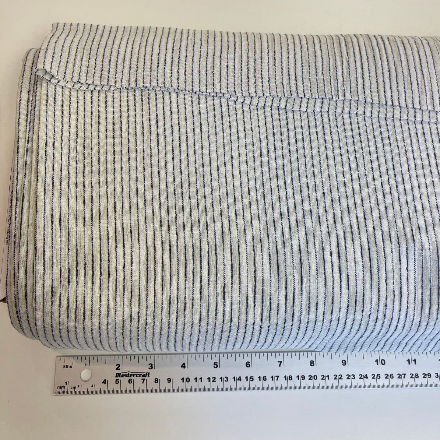 Organic Cotton Striped Double Gauze Cream and Blue