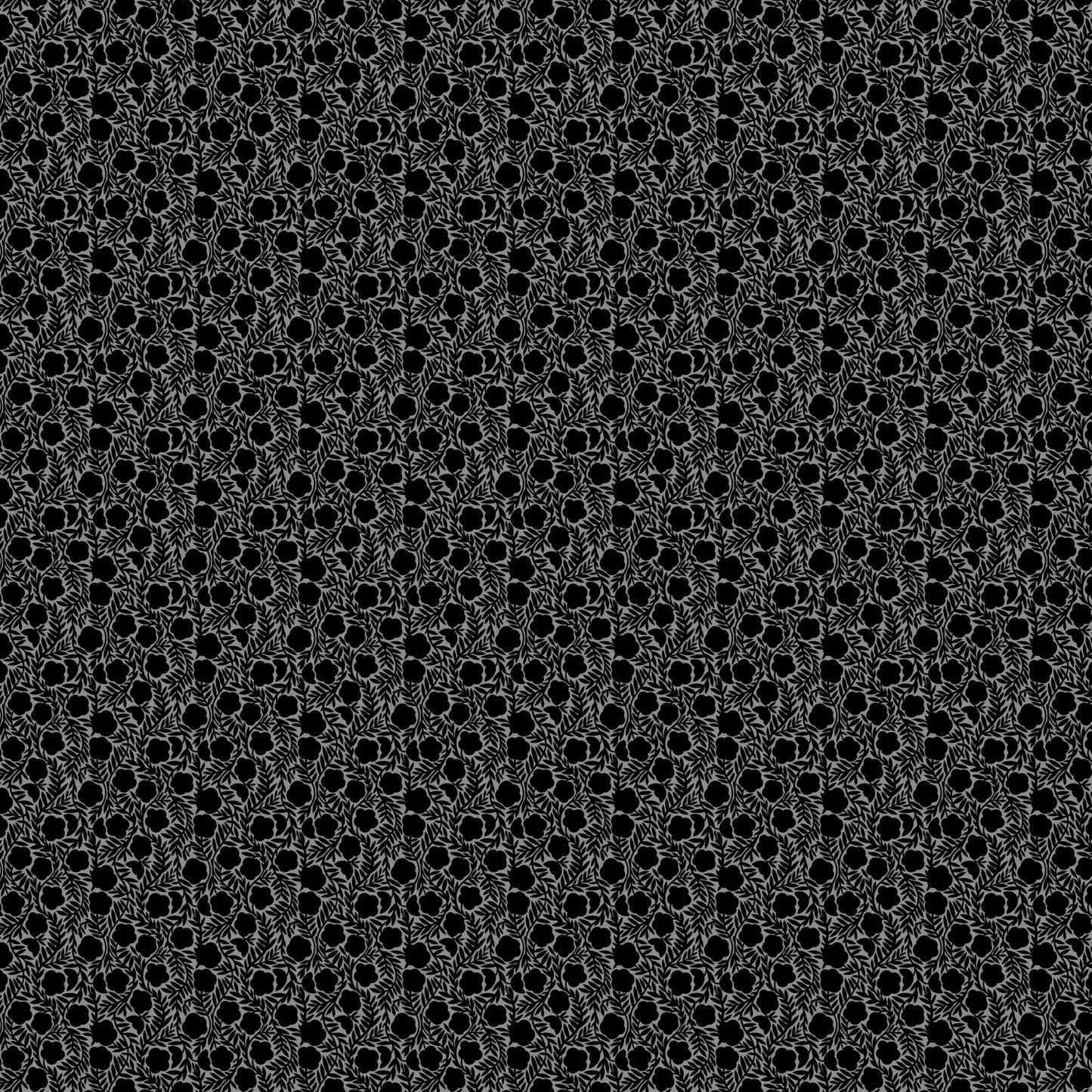 Black and white floral geometric pattern on a black background. rayon fabric material for sewing.