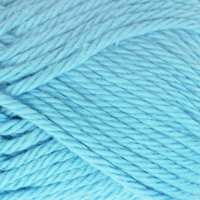 Close-up of blue yarn with a focus on texture and color.