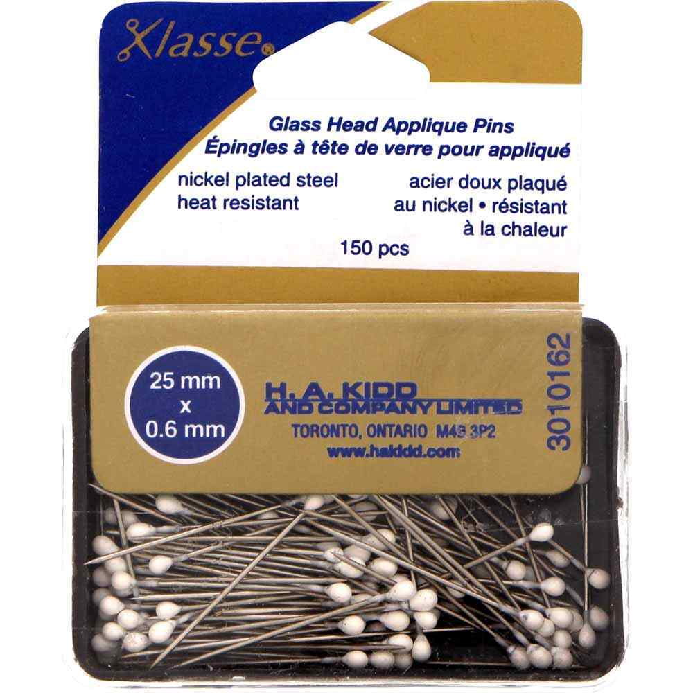 Glass head applique pins heat resistant by Klasse.