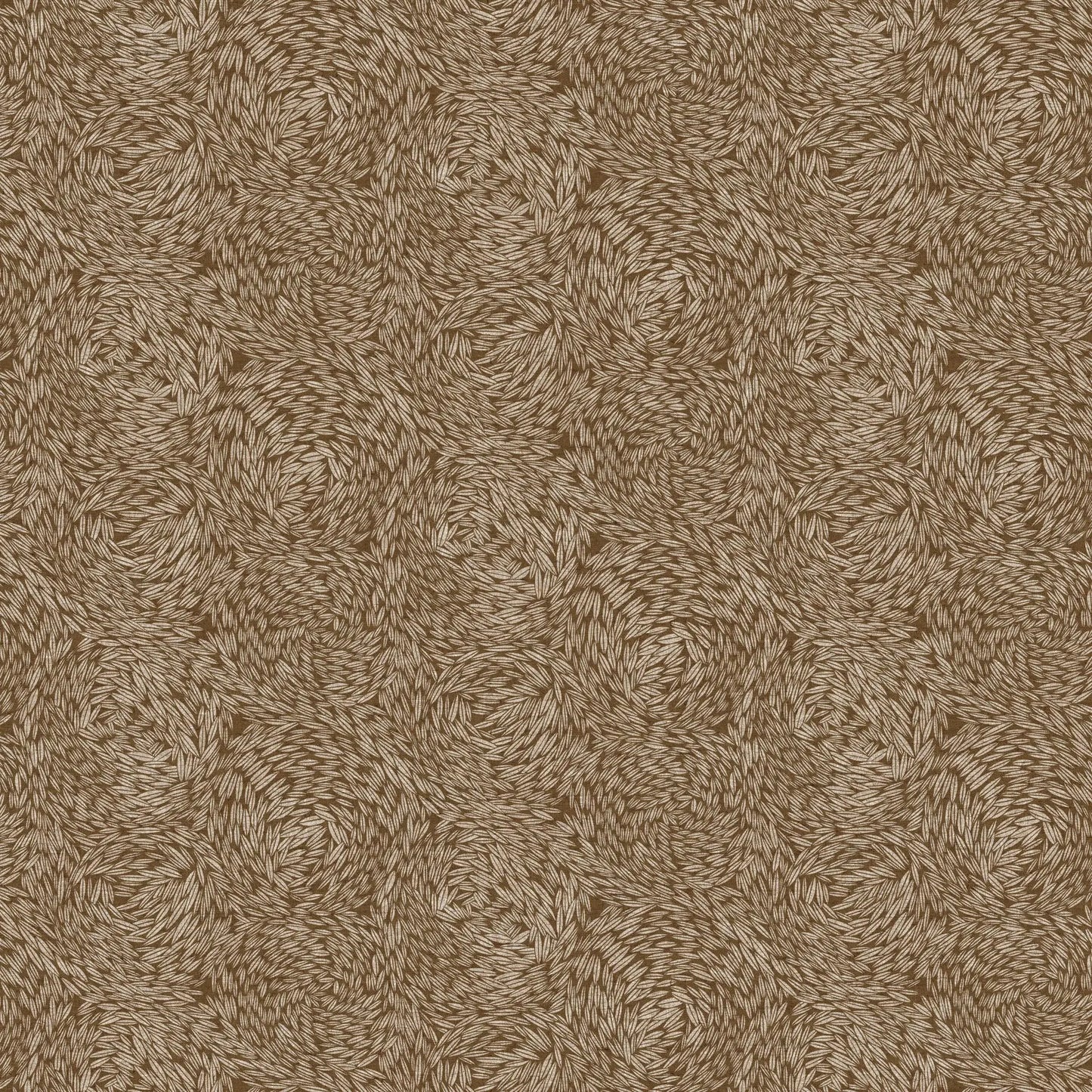 Brown textured pattern ochre Linen cotton blend fabric material for sewing.