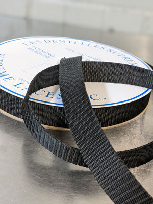 Black polypro webbing for bagmaking and outdoor gear