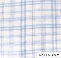 Blue and white checkered 100% cotton muslin fabric.