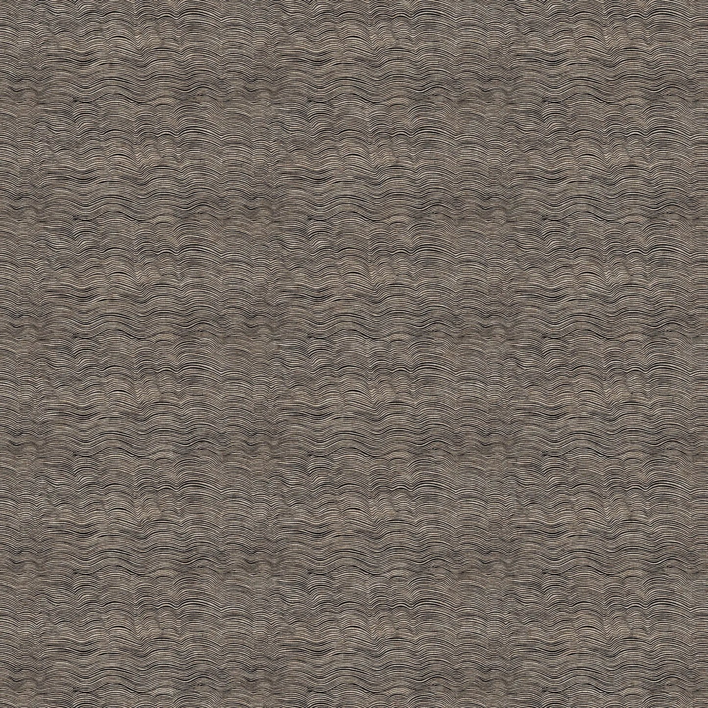 Textured brown patterned material for sewing. wavy lines. Linen cotton blend fabric material for sewing.