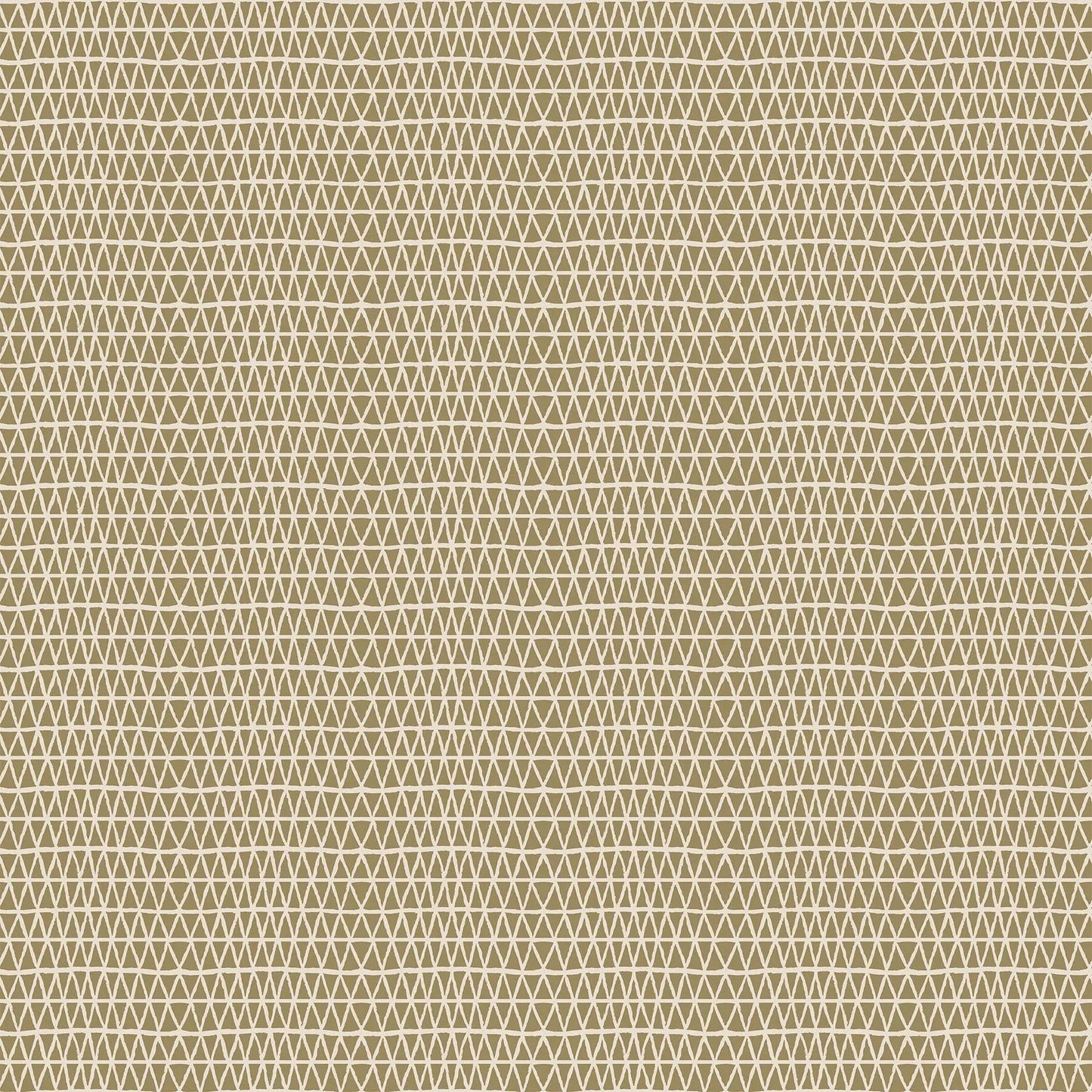 A fabric with a geometric diamond pattern in a gold background. From wild cottage collection figo fabrics fat quarter bundle.