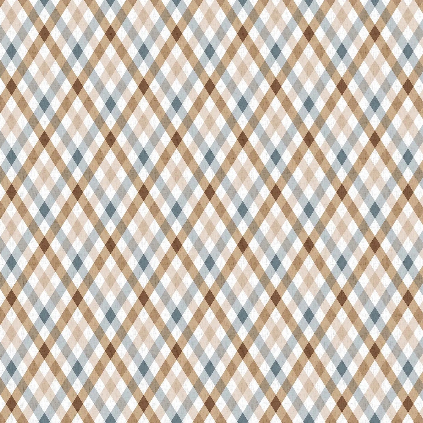 Fabric with a white background and plaid design. From Calm Waters by FIGO Fabrics. 100% Cotton for quilting, sewing, and crafting.
