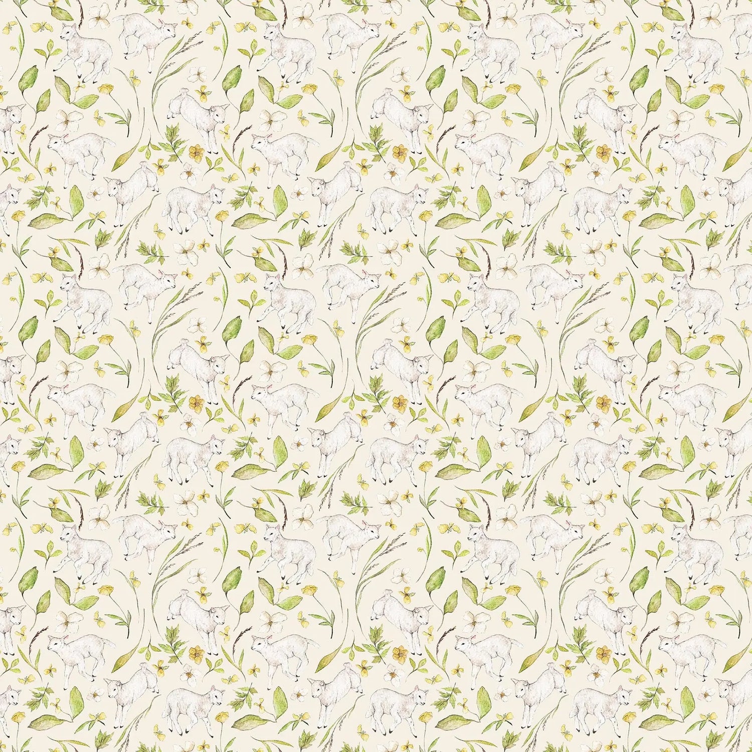 Fabric with a cream background and small foliage design. 