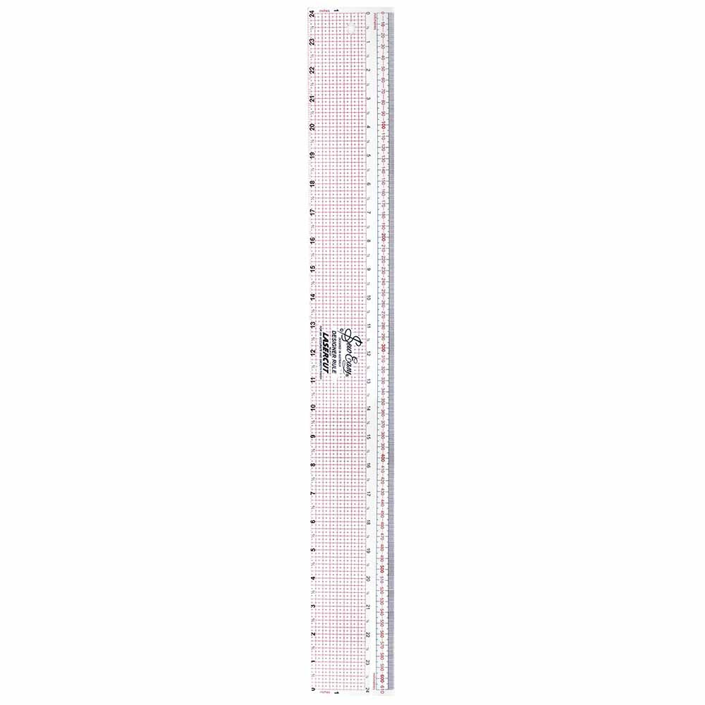 Ruler with grid lines and measurements on a white background