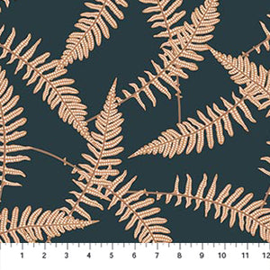 Navy Ferns  - Rayon