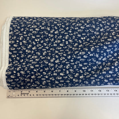 Organic Cotton Poplin Denim Flowers