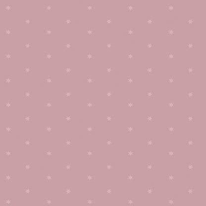 A dusty pink fabric or wallpaper pattern featuring a repeating grid of small white six-pointed stars. From the fabric line Barcelona by Katarina Roccella for Art Gallery Fabrics.