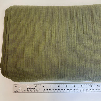 Organic Cotton Striped Double Gauze Green