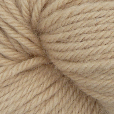 Close-up of beige yarn showing texture and color.