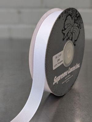 White grosgrain ribbon for sewing and crafting decorating.