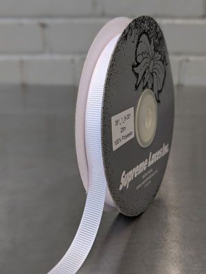 White grosgrain ribbon for sewing, crafting and decorating
