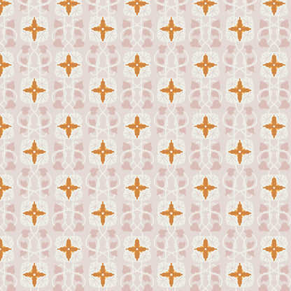 Patterned fabric with geometric design on a pink background. From the fabric line Barcelona by Katarina Roccella for Art Gallery Fabrics.