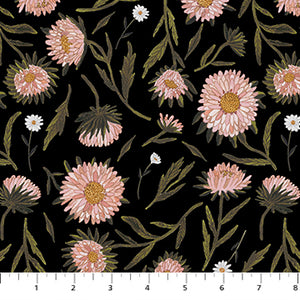 Black Large Floral  - Rayon