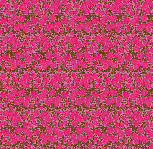 Pattern of pink flowers on a brown background