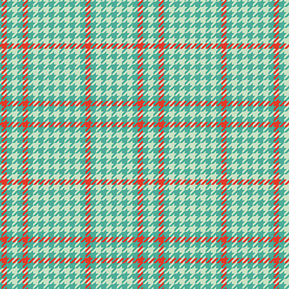 Plaid pattern  fabric with red and green lines on a blue background