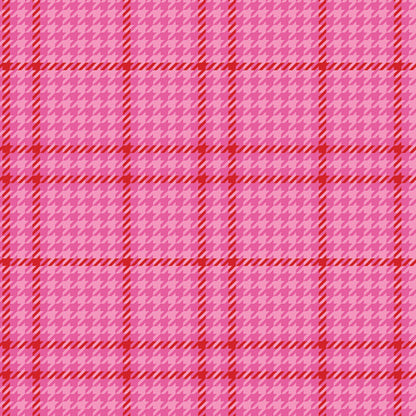 Pink and red plaid patterned fabric from Art Gallery Fabrics for sewing and crafting
