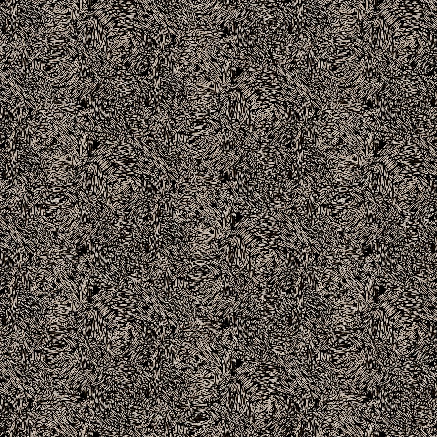 Textured black pattern with wavy lines. Linen cotton blend fabric material for sewing. 