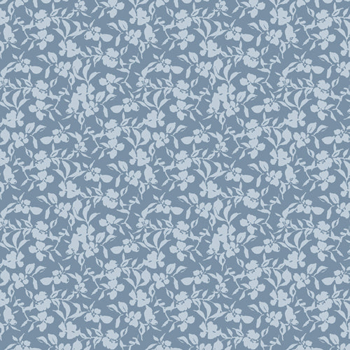 Floral patterned fabric on a blue background from Fairview Bari J Art Gallery Fabric quilting cotton for sewing and crafting.