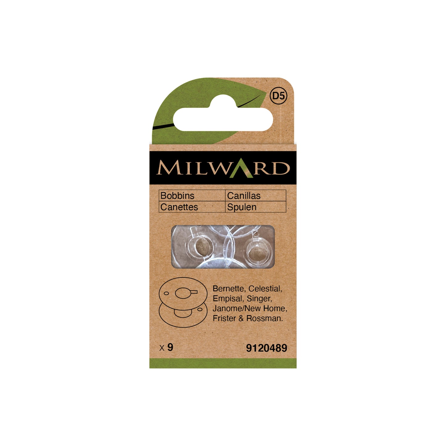 Milward bobbin refill package for sewing and thread.