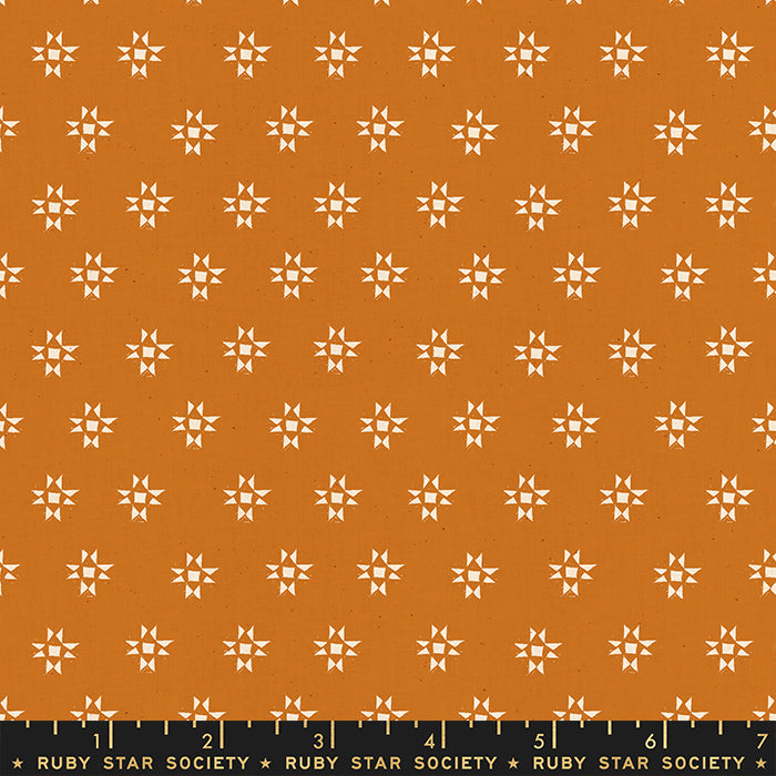 Fabric with a brown background and small white  pattern. From Heirloom by Alexia Abegg at Ruby Star Society. 100% cotton for sewing, crafting, and quilting. 