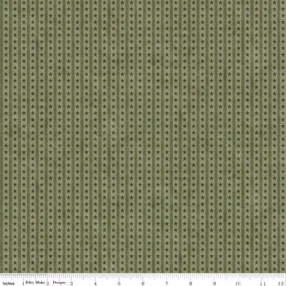 Fabric with star pattern on a green background