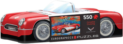 Red Corvette puzzle box with 'Eurographics Puzzles' branding