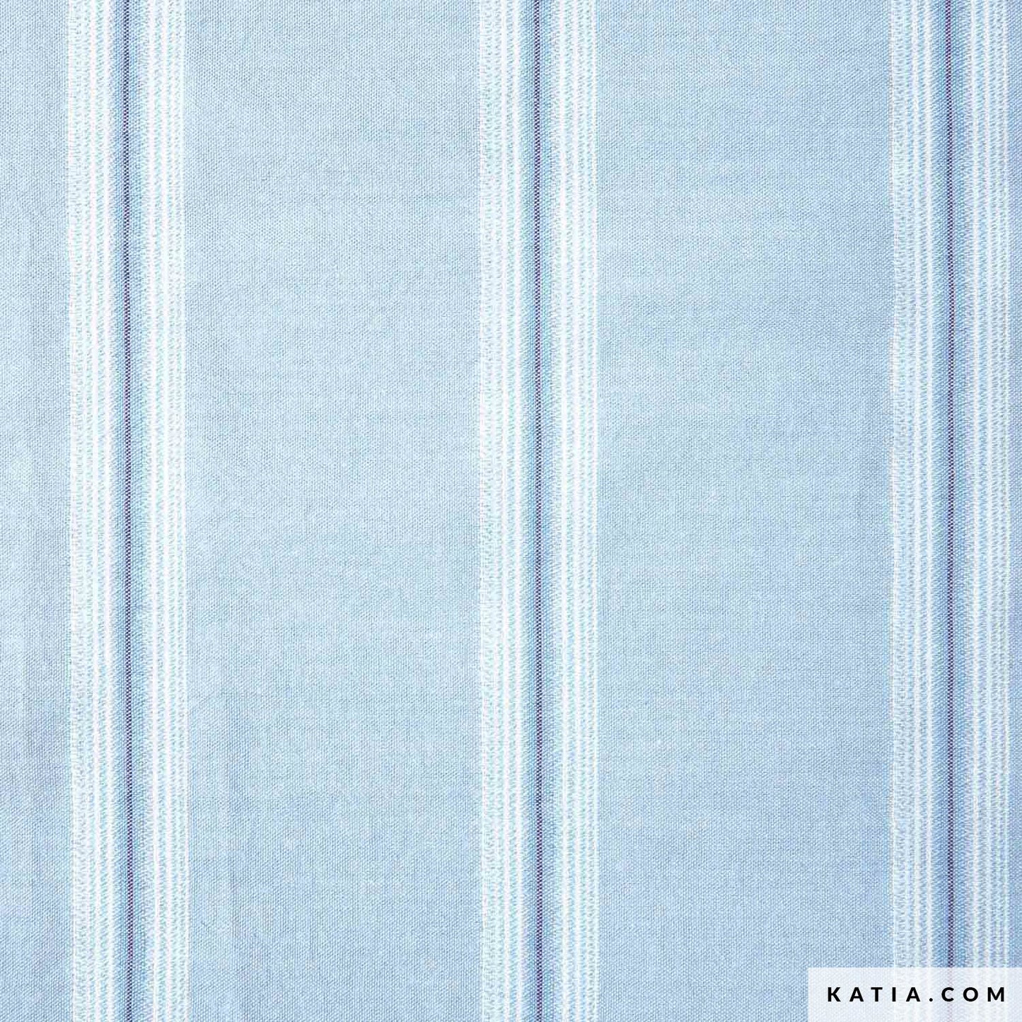 100% cotton fabric for sewing garments and home decor in blue and white wide stripes
