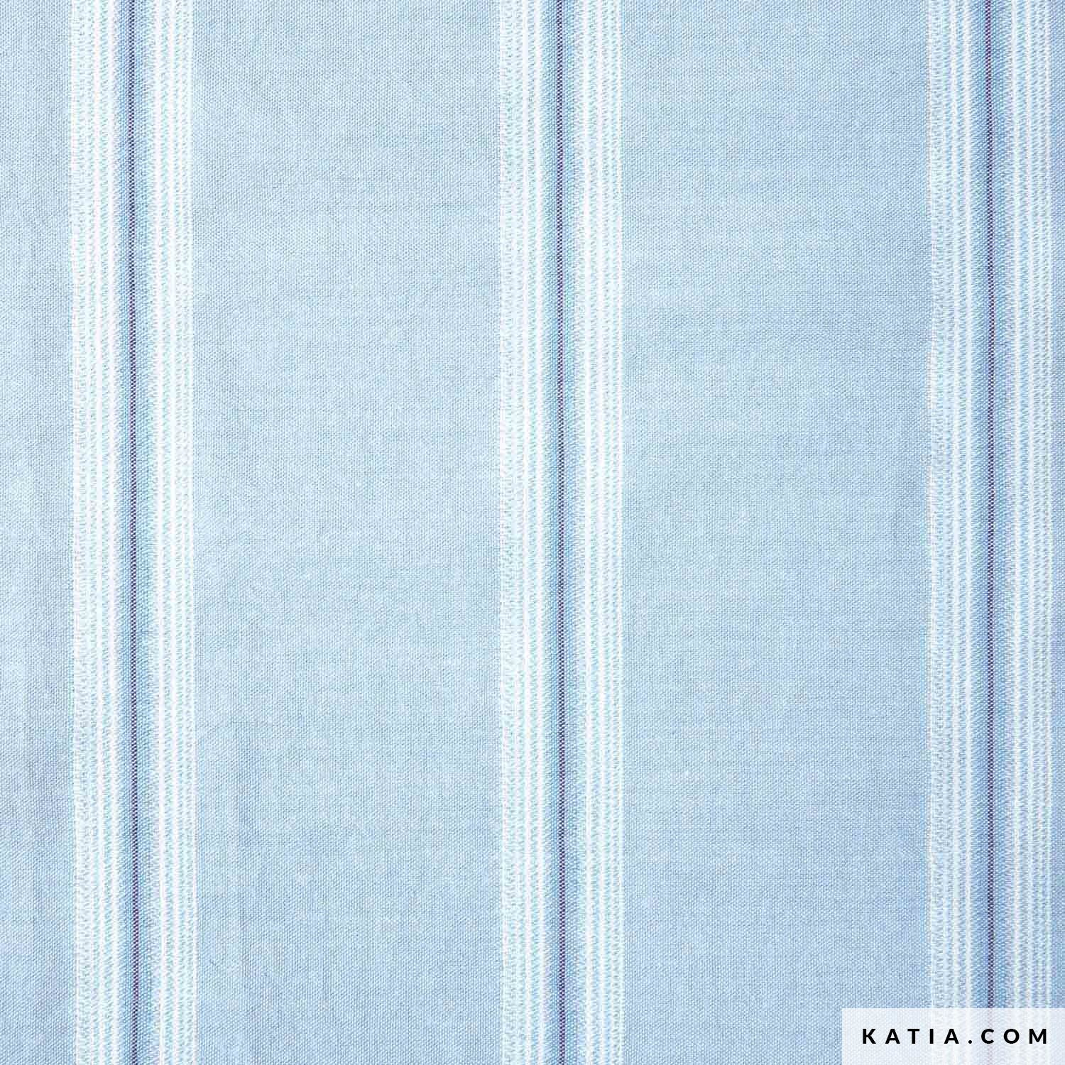 100% cotton fabric for sewing garments and home decor in blue and white wide stripes