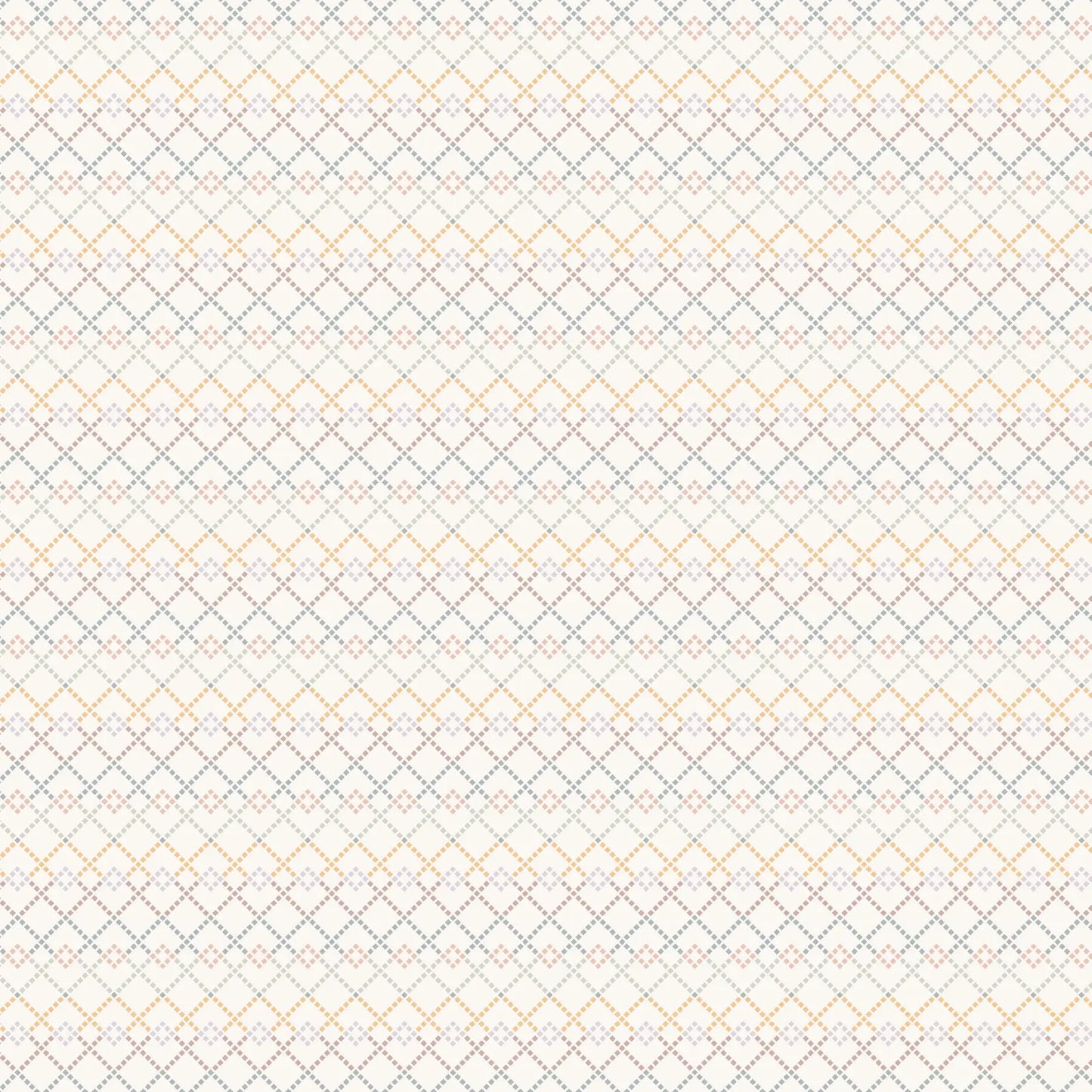Patterned fabric material with geometric design on a white background. 100% cotton fabric for child quilt 