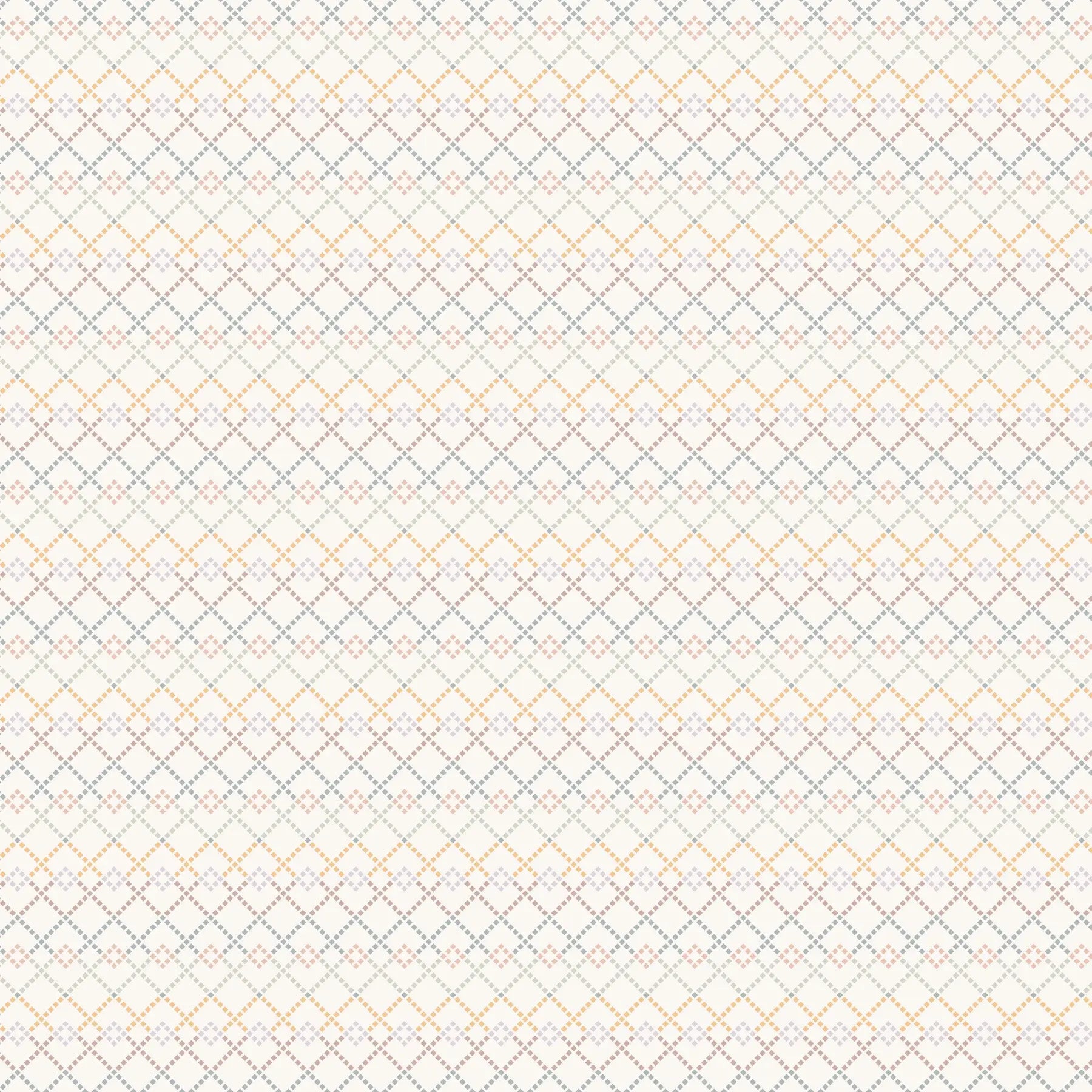 Patterned fabric material with geometric design on a white background. 100% cotton fabric for child quilt 