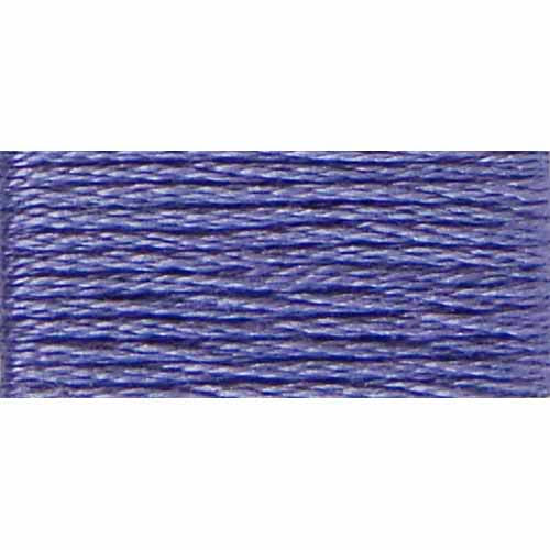 Close-up of blue embroidery floss on a white background