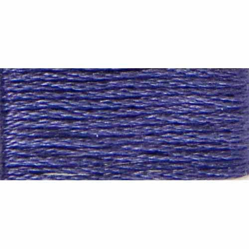 Close-up of blue embroidery floss on a white background
