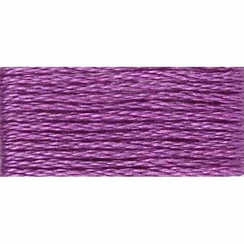 Close-up of purple embroidery floss on a white background