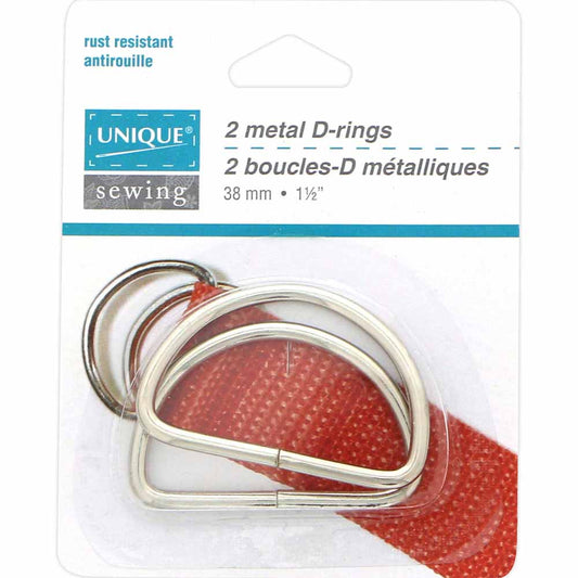two silver metal d rings for bag making and crafting