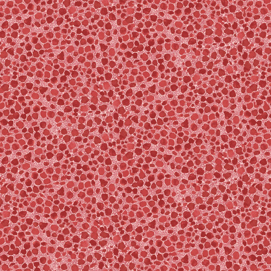 red colored fabric with river rock pattern illustrations.  typically used for quilting and crafting. from Eden from FIGO Fabrics 