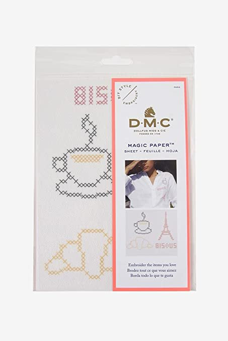 Embroidery paper with Parisian design for crafting