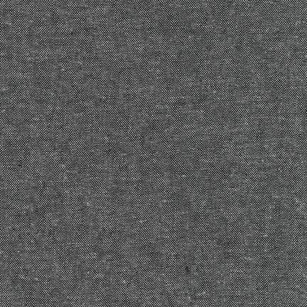 Solid charcoal color swatch of linen fabric. Cotton linen blend for sewing and crafting. 