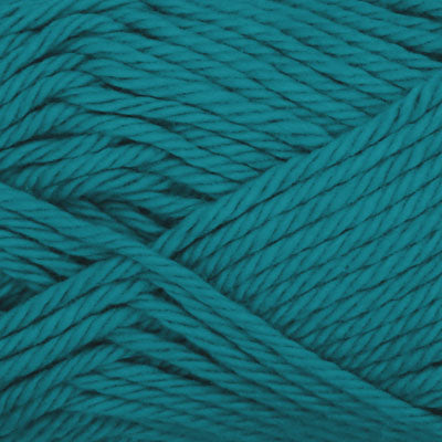 Close-up of teal yarn with a textured pattern