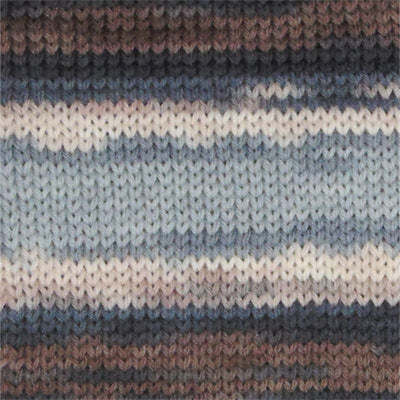 close up of sock yarn for knitting and crafting in a gradient brown grey and white color