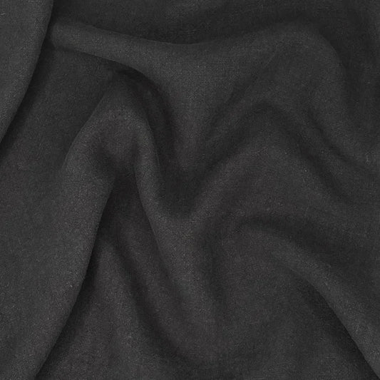 Black 100% soft antique washed linen fabric for sewing and crafting