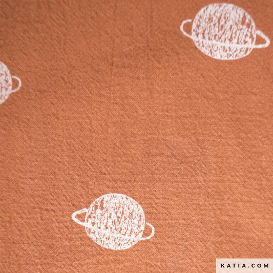 Orange rustic cotton fabric for sewing children's garments and clothing 