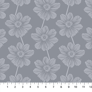 Fabric with a Floral pattern on a gray background from Anna Maria Textiles for sewing and quilting and crafting