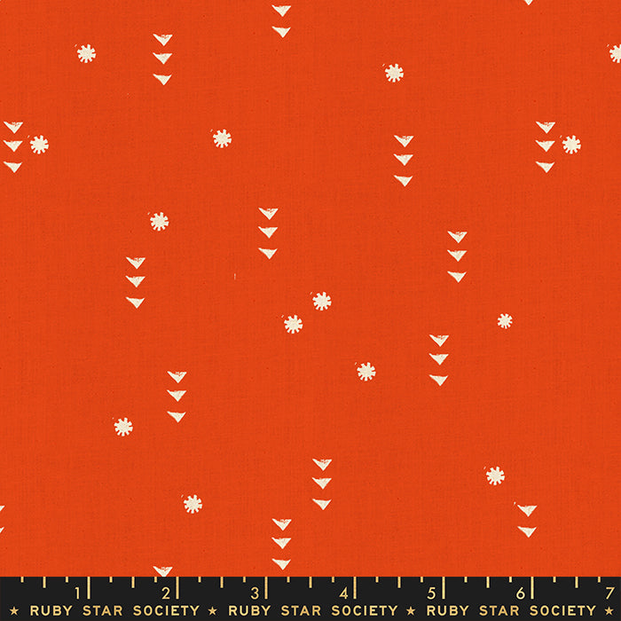 Fabric with a red background and small white speckle pattern. From Heirloom by Alexia Abegg at Ruby Star Society. 100% cotton for sewing, crafting, and quilting. 