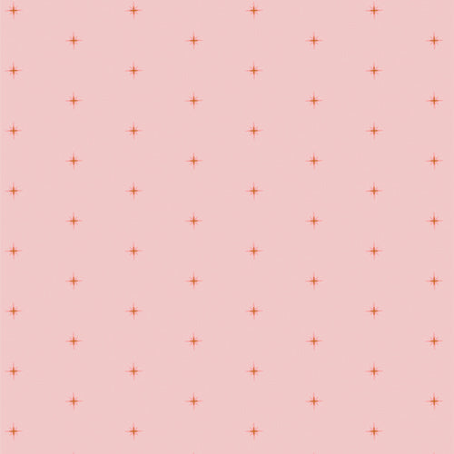 Pattern of small red crosses on a pink background