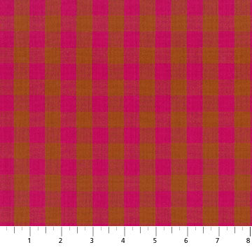 Pink and orange checkered yarn dyed 100% cotton fabric for sewing garments  and quilting and crafting. by anna maria horner