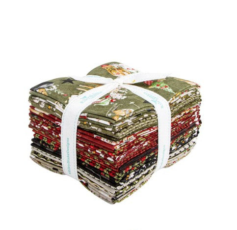 Stack of fabric bundles tied with white string on a white background